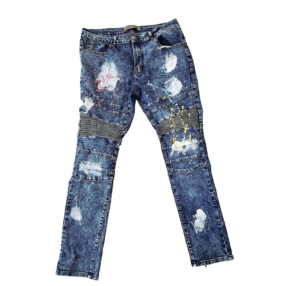 Denim and Rivets Men's Paint Splattered Jeans - Size 38 x 30